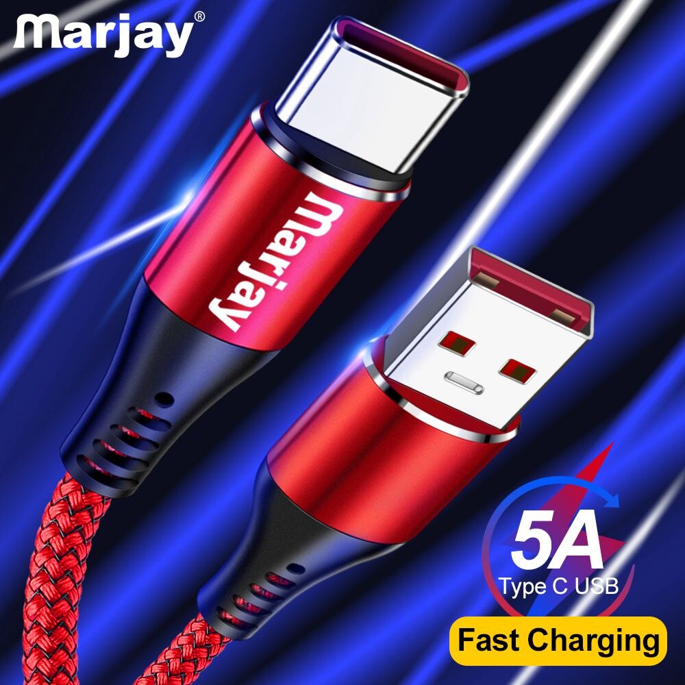 Marjay 5A USB 유형 C 고속 충전 usb c 케이블 유형-c 데이터 코드 충전기 삼성 S9 S8 참고 9 8 화웨이 P20 pocophone F1